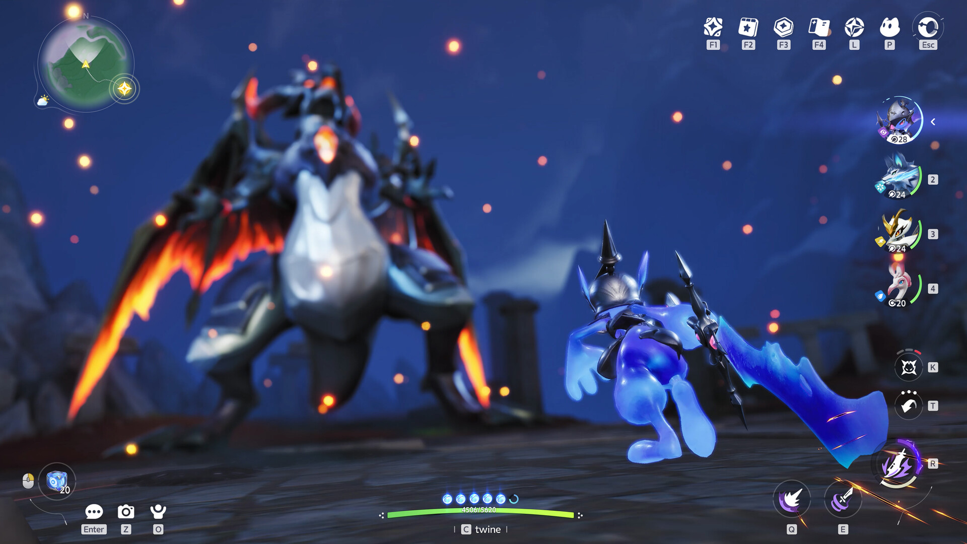 Aniimo combat showing elemental effects